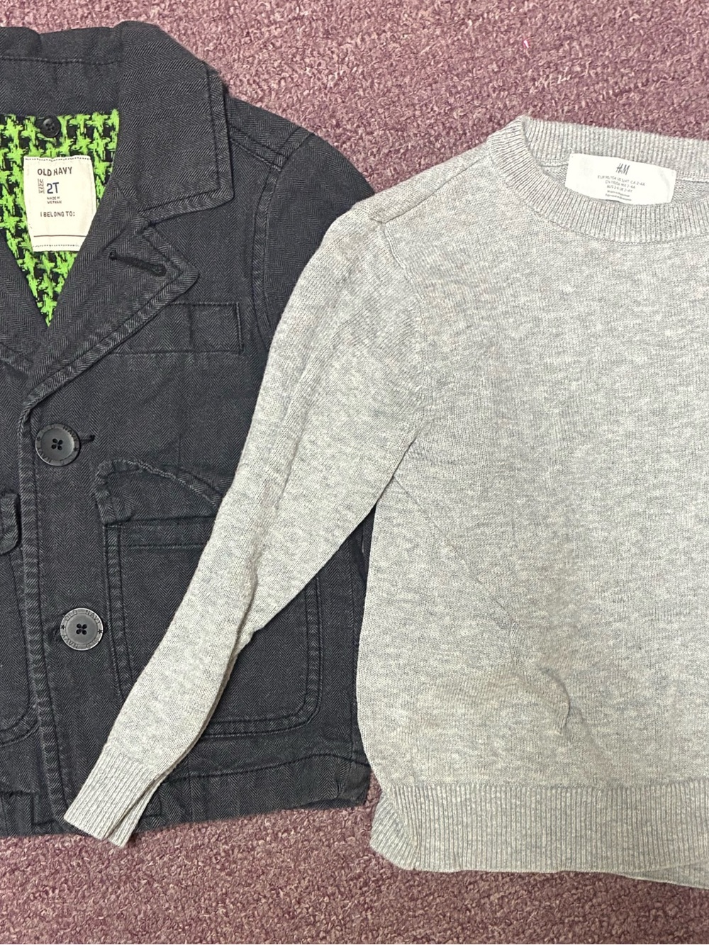 Old Navy Black Toddler Jacket with Green Patterned Lining